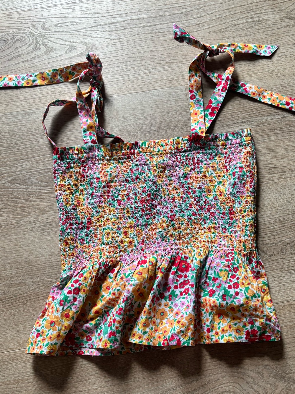 J. Crew Multicolor Floral Smocked Top